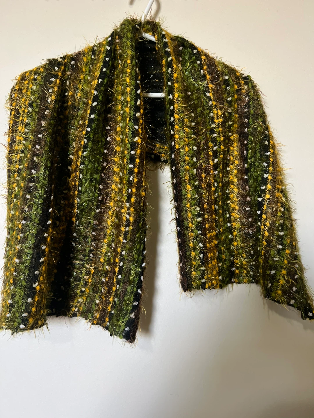 Textured Green and Yellow Scarf