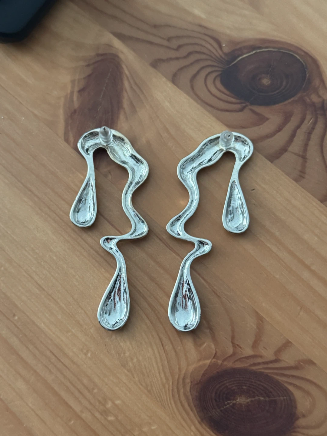 NEW - Silver Abstract Drip Earrings - photo 2