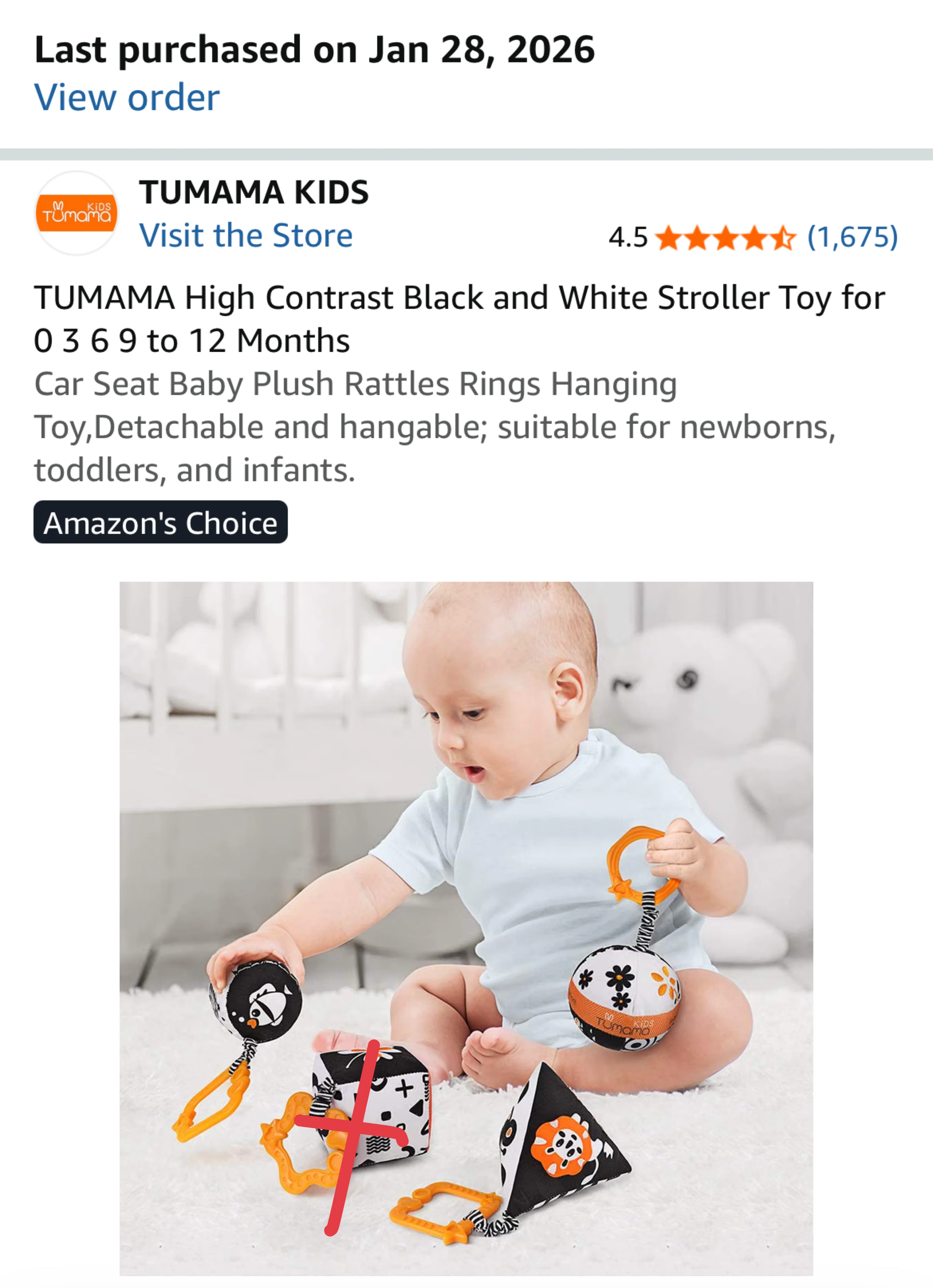 Baby Play Mat with 3 High Contrast Toys - photo 3