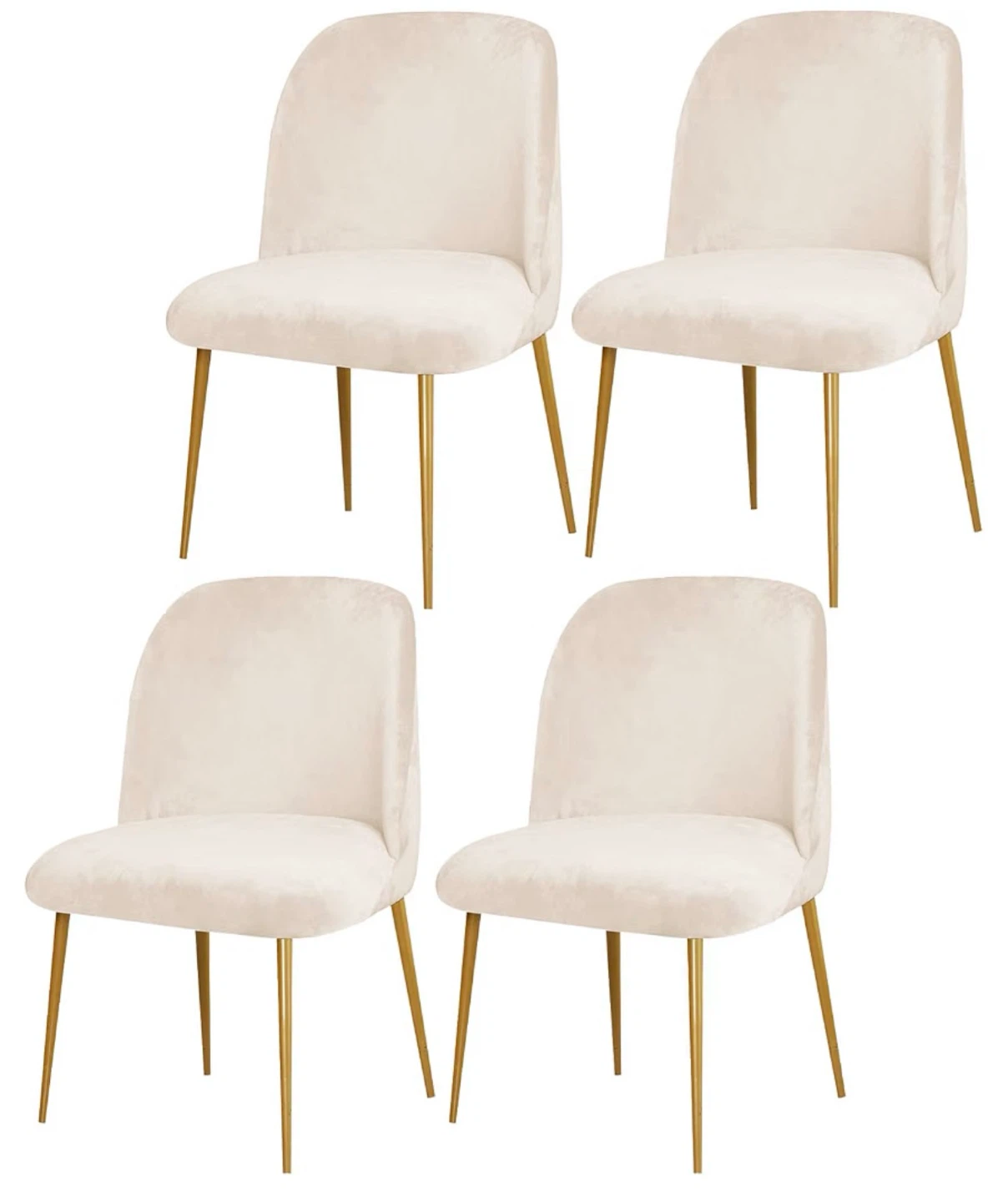 Set of 6 Beige Velvet Dining Chairs cover
