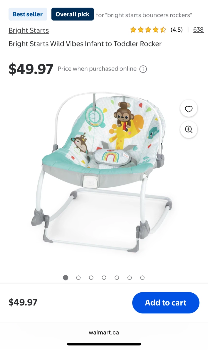 Bright Starts Wild Vibes Infant to Toddler Rocker
