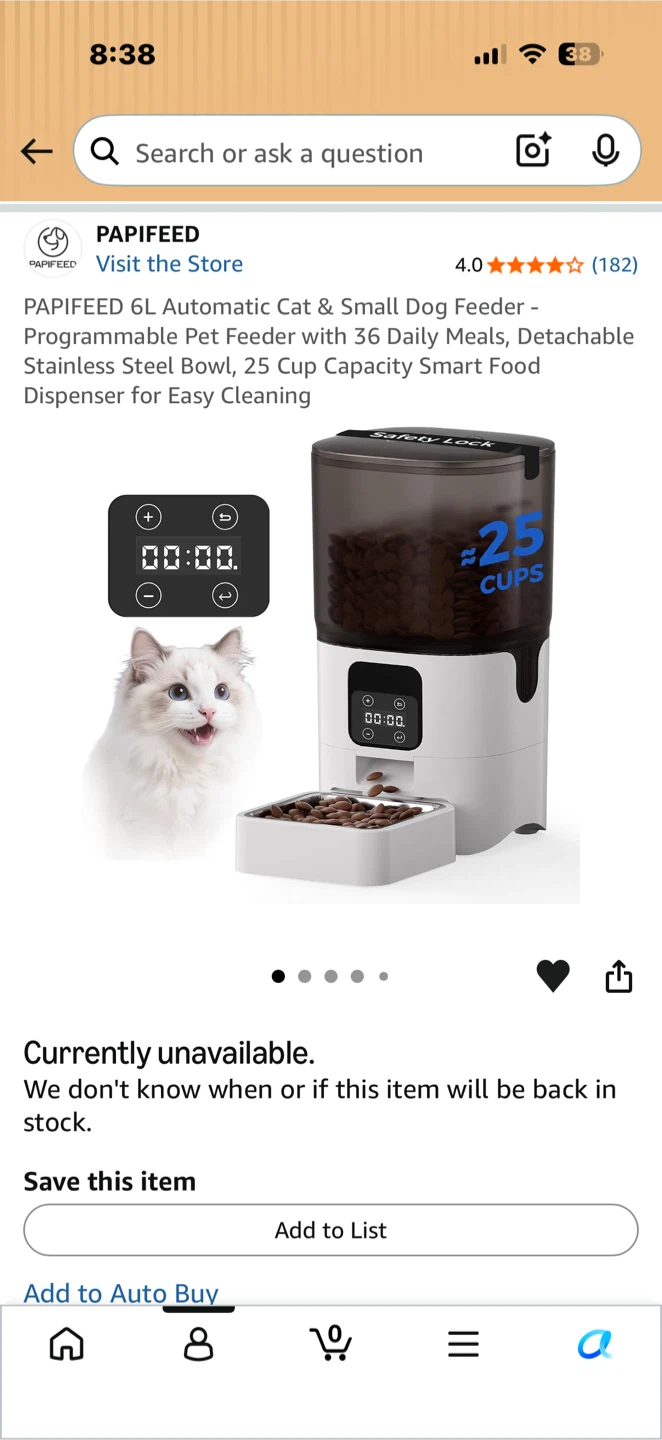 PapiFeed 6L Automatic Cat & Small Dog Feeder