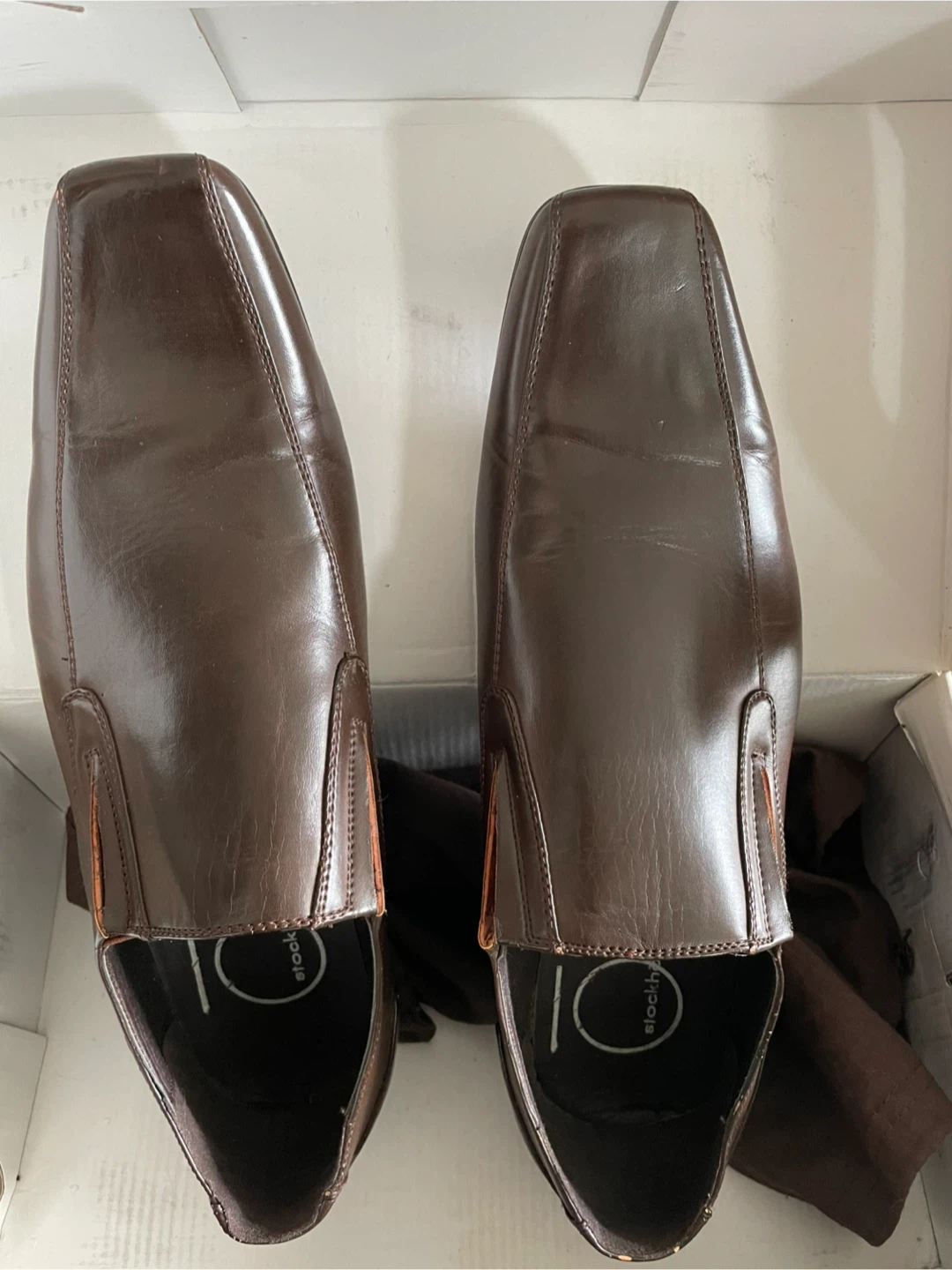 Stockmann Brown Leather Slip-On Dress Shoes Size 43