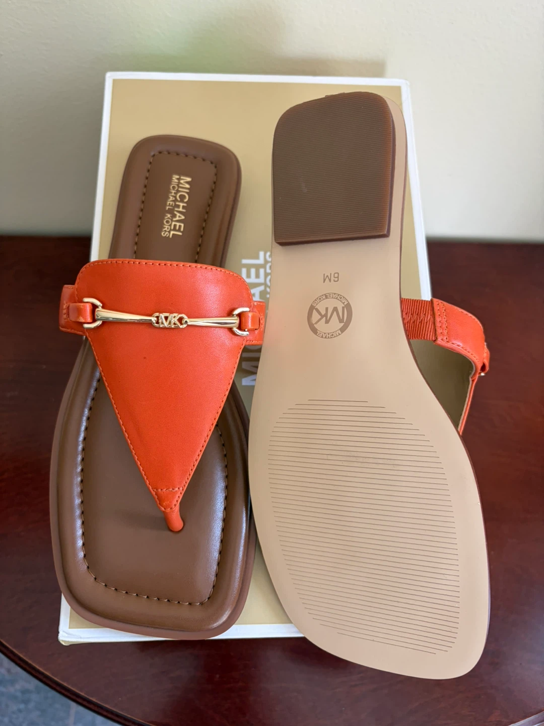 Michael Kors Lena Thong Sandals - Orange Punch - Size 6 - photo 2