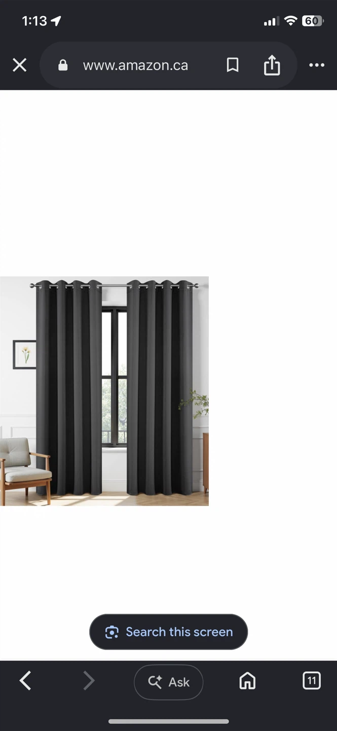 Dark Grey Blackout Curtains - 84" Length, 52" Wide