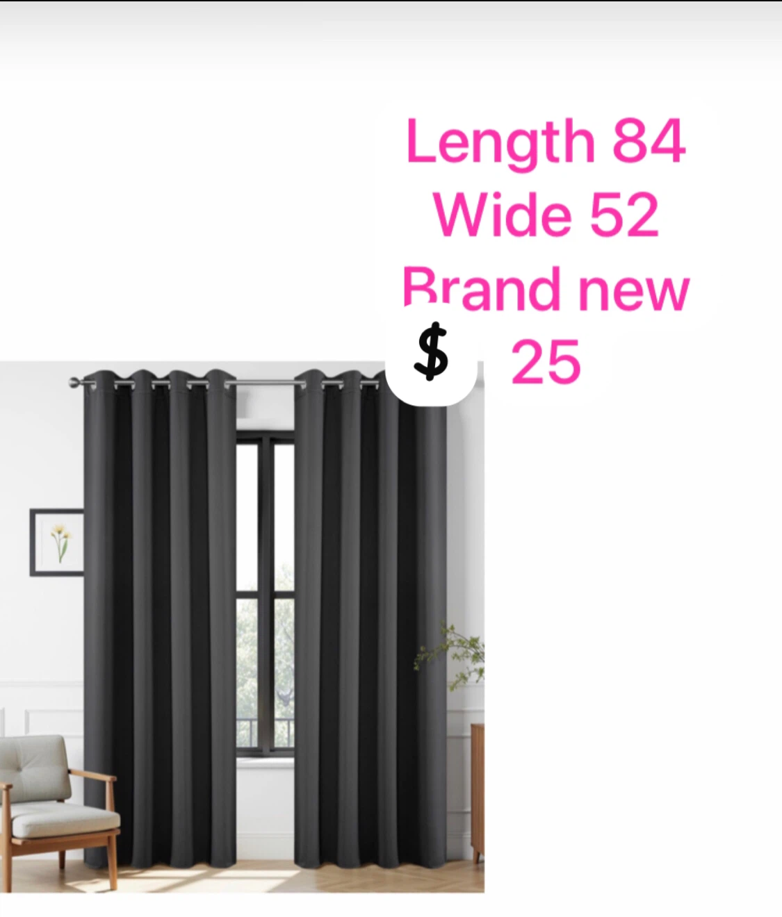 Dark Grey Blackout Curtains - 84" Length, 52" Wide - photo 2