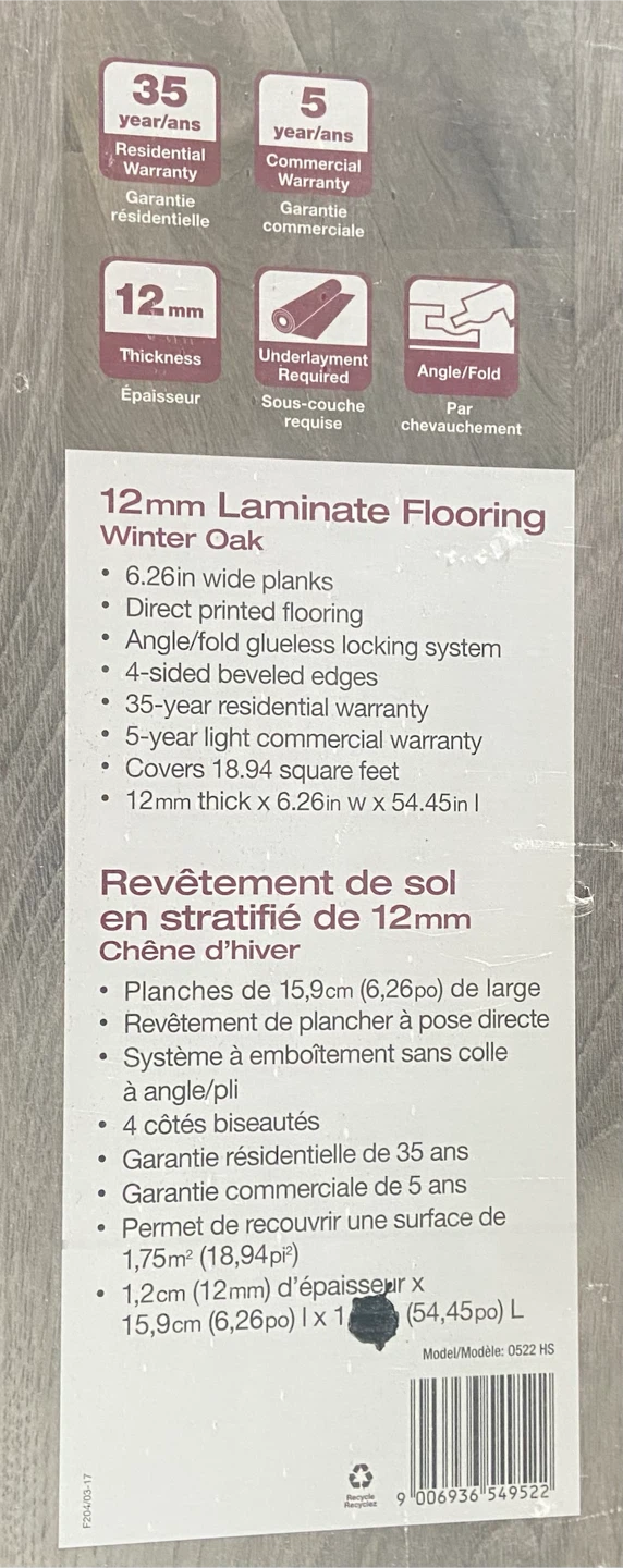 Home Decorators Collection 12mm Laminate Flooring - Winter Oak