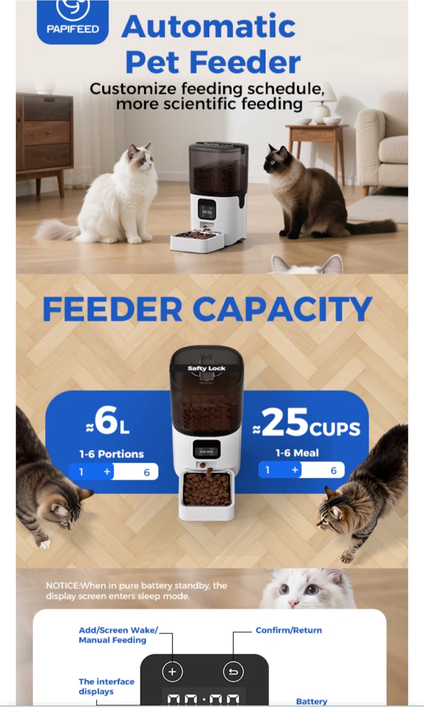 PapiFeed 6L Automatic Cat & Small Dog Feeder - photo 4