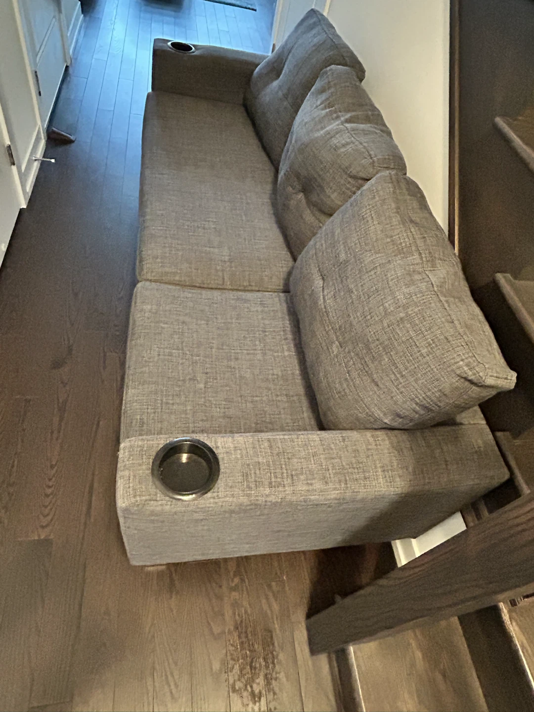 Grey sofa with cup holders - photo 3