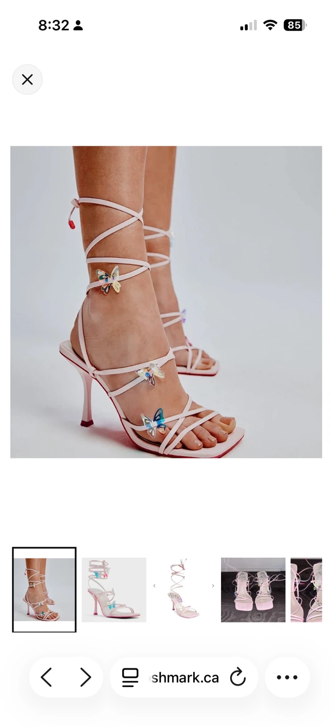Pink Butterfly Strappy Heels