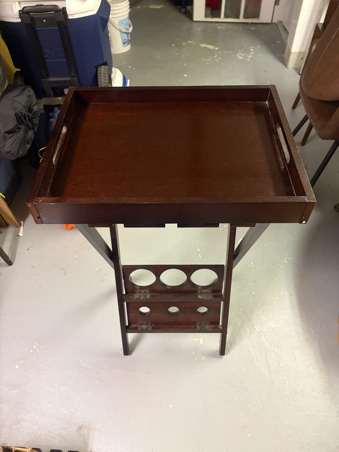 Wooden Folding Bar Cart Table with removable tray
