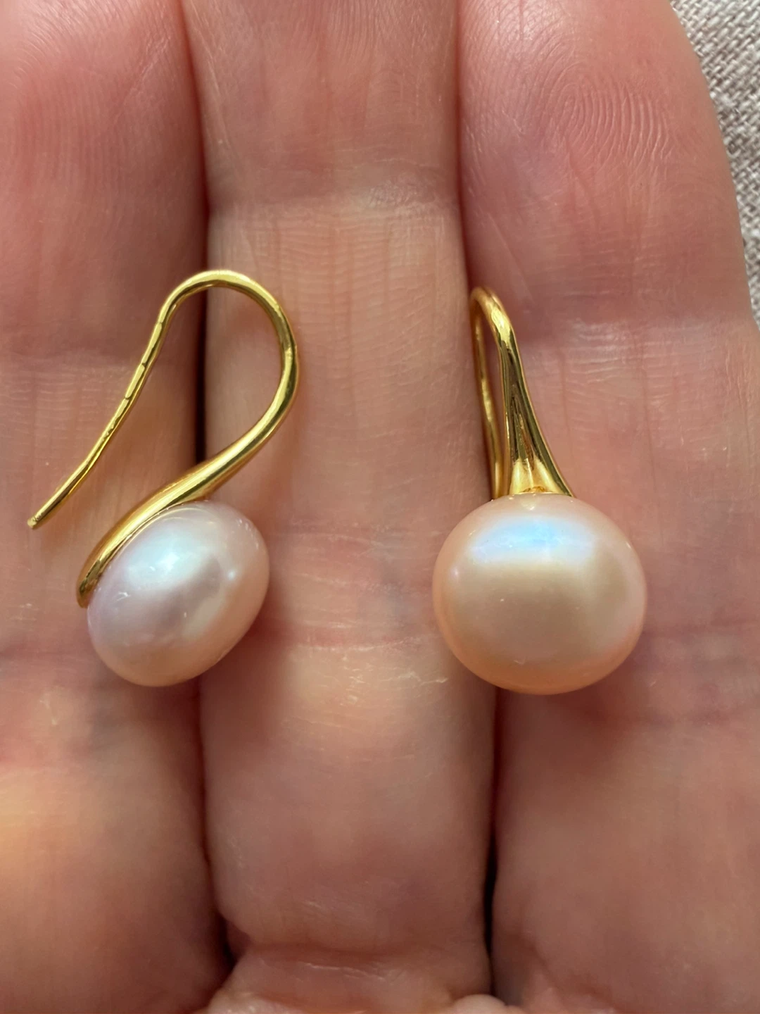 New 14k real pearl earrings