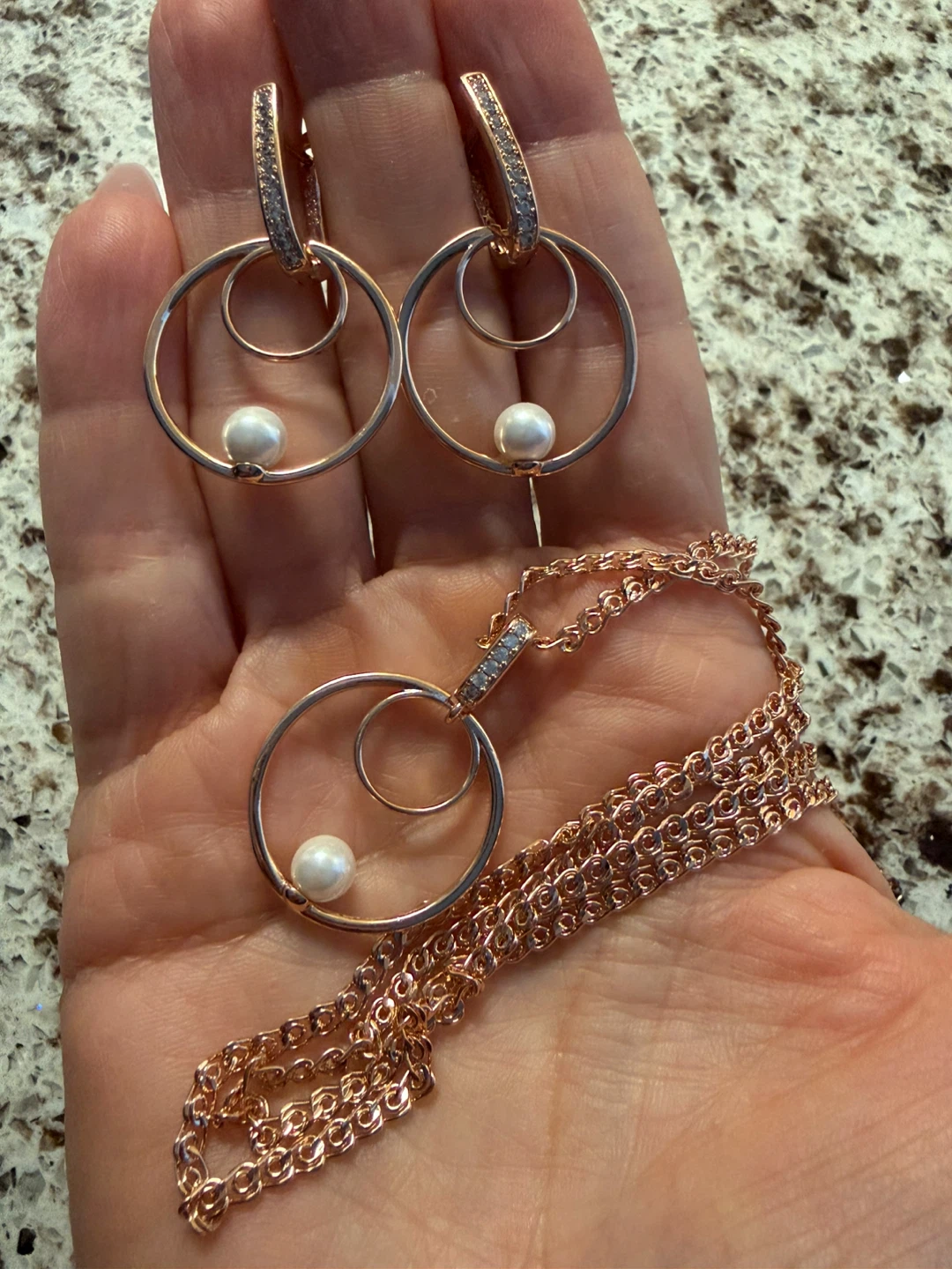 14k pearl earrings necklace