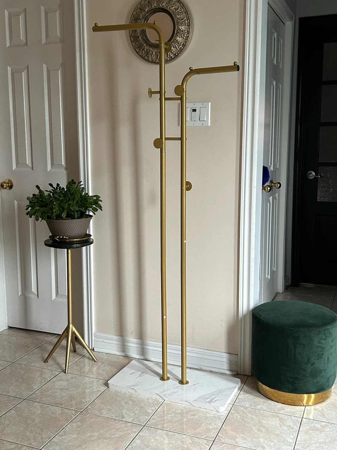 Gold Coat Rack with like Marble Base
