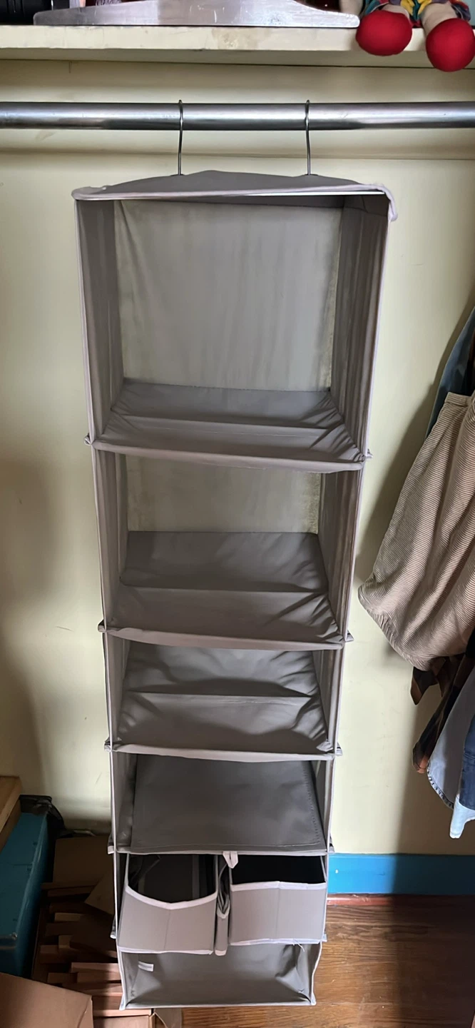 Grey 6-Shelf Hanging Closet Organizer