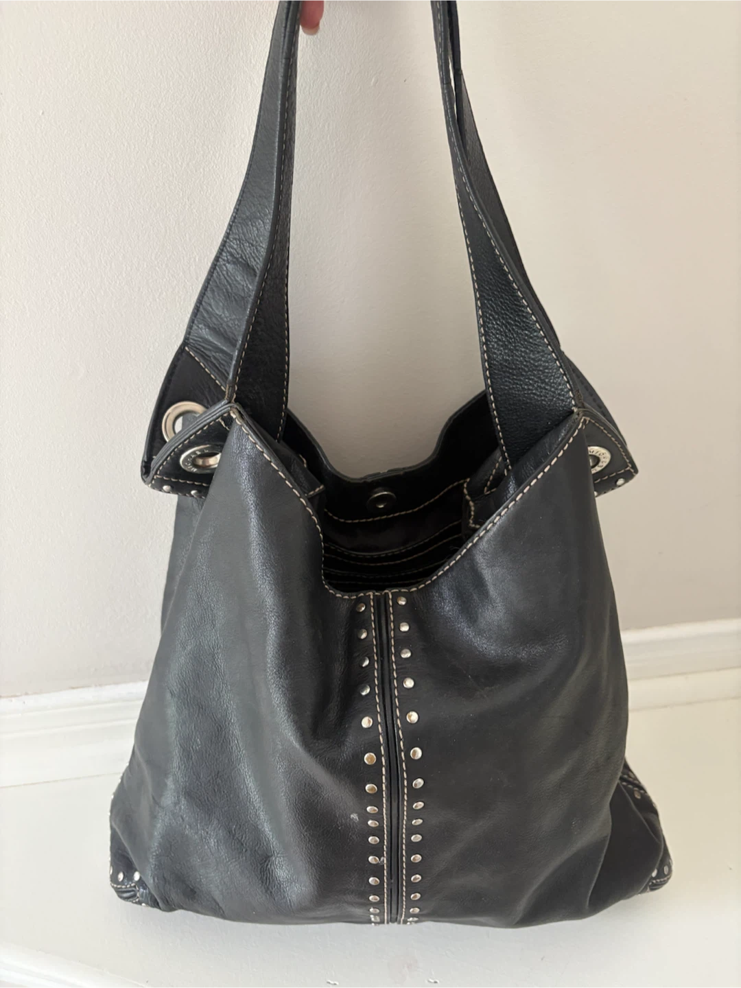 Michael Kors Black Leather Studded Hobo Bag - photo 2