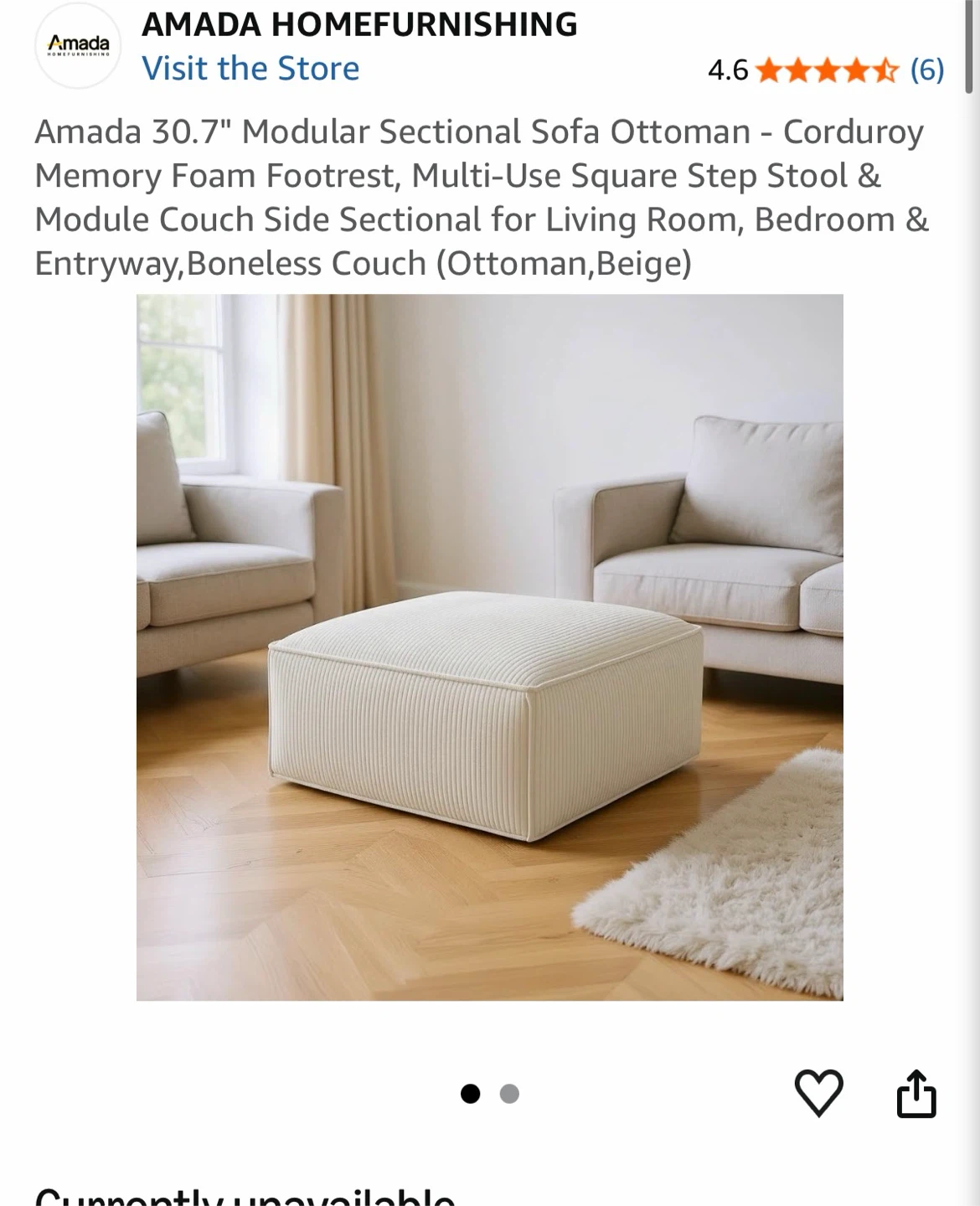 30.7” Sectional Sofa Ottoman - photo 2