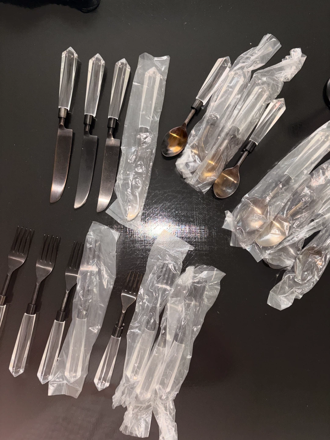 Vintage new set of Crystal Handle Cutlery