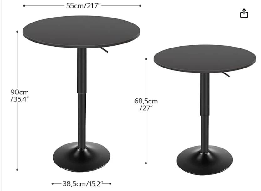 Adjustable Height Round Bar Table - photo 3