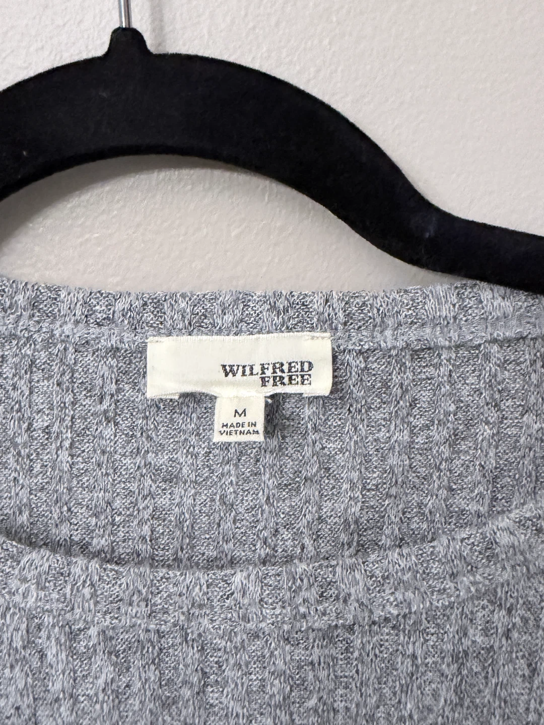 Wilfred Free Grey Ribbed Cropped Long Sleeve Shirt Size M - photo 3