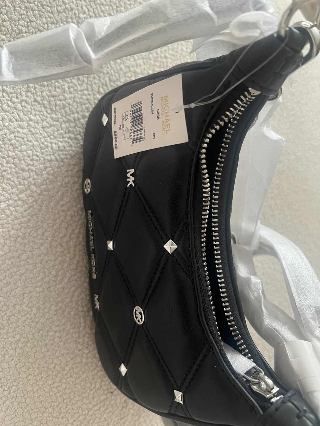 Michael Kors Cora Studded Black Shoulder Bag