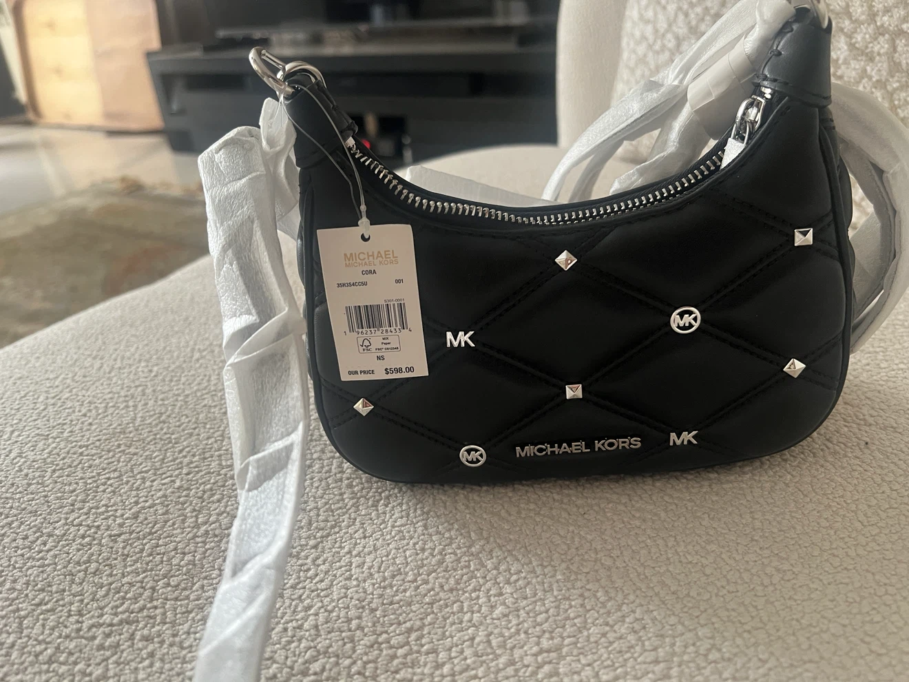 Michael Kors Cora Studded Black Shoulder Bag - photo 2