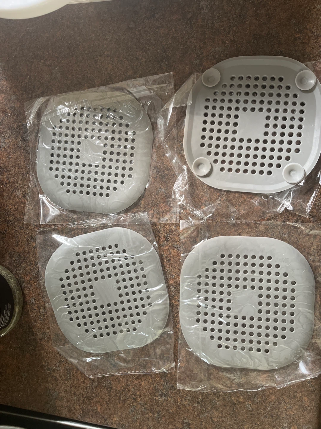Set of 4 Grey Silicone Drain Covers