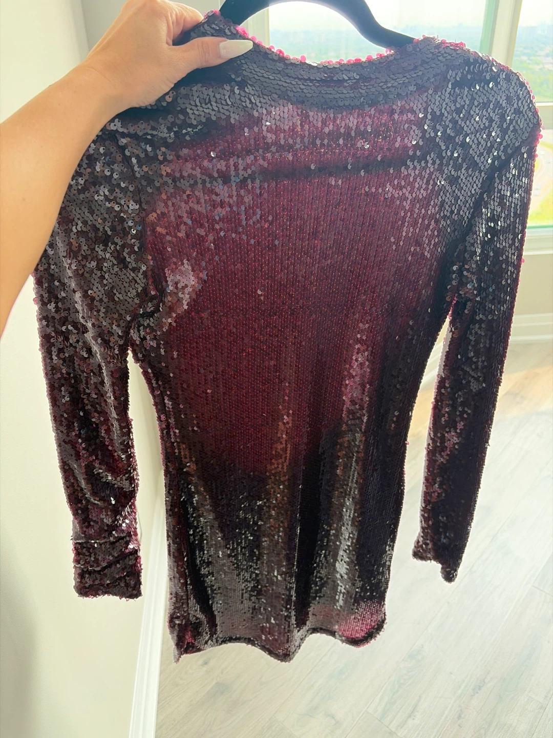 Fashion Nova Sequined Mini Dress - Burgundy