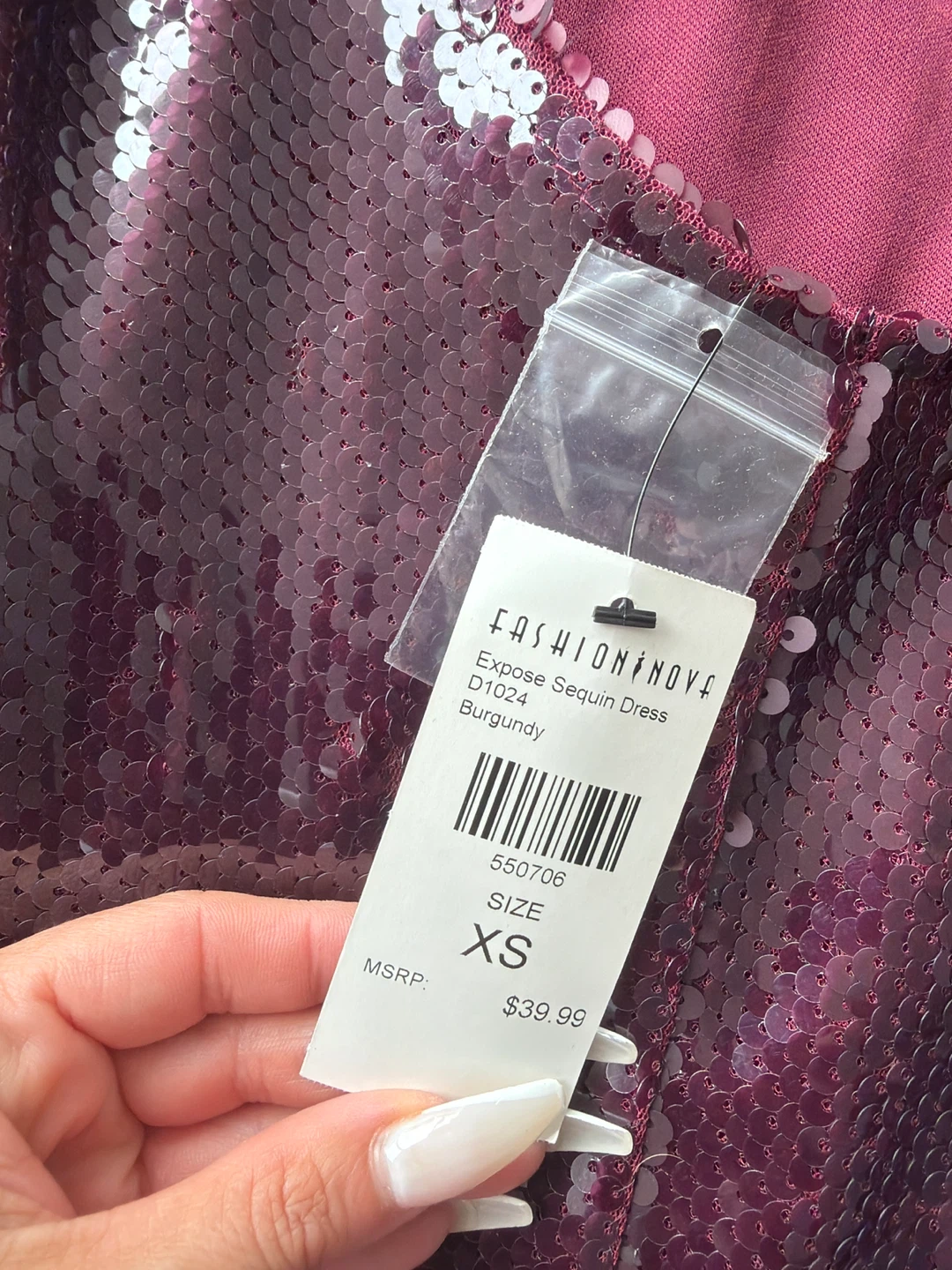 Fashion Nova Sequined Mini Dress - Burgundy - photo 3