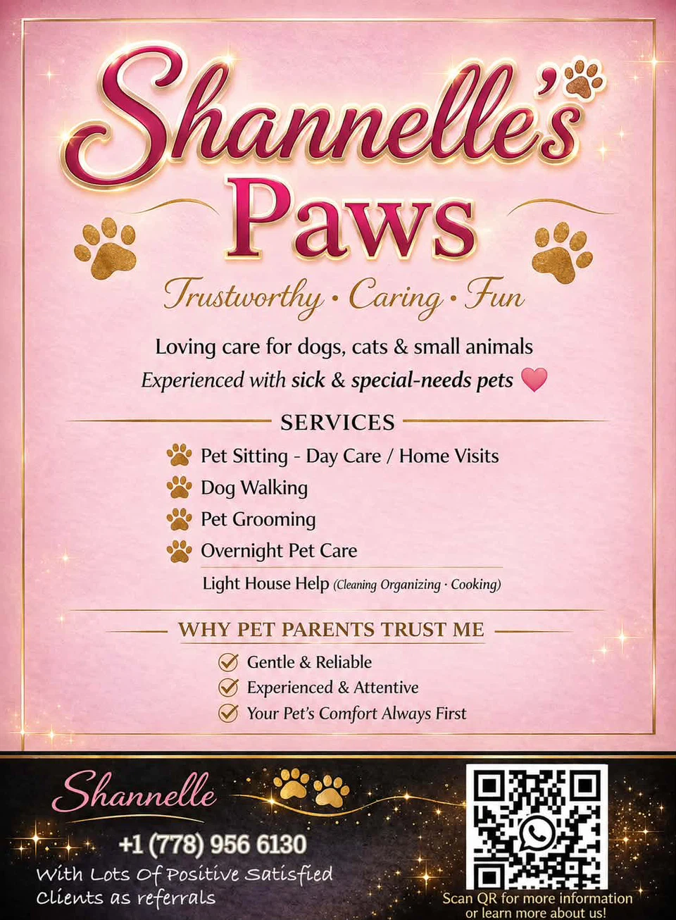 Shannelle's Paws Pet Services Flyer