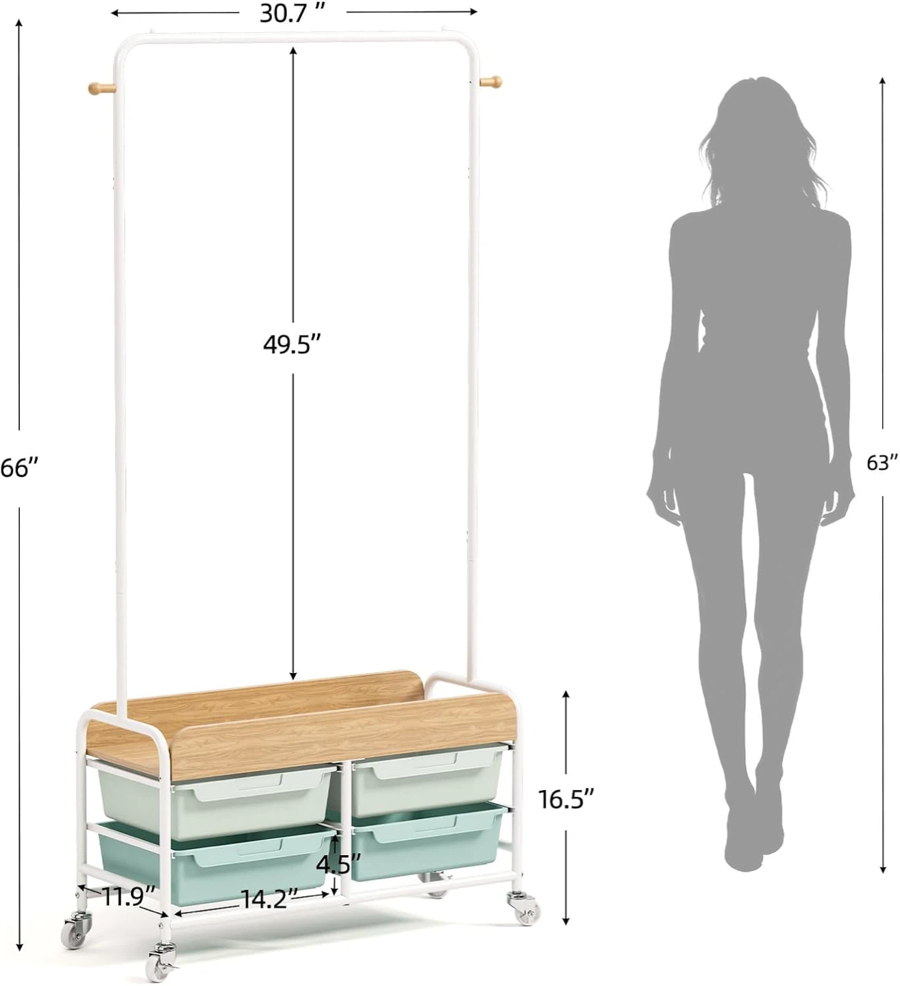APEXCHASER Clothing Rack with Drawers - BNIB - photo 3