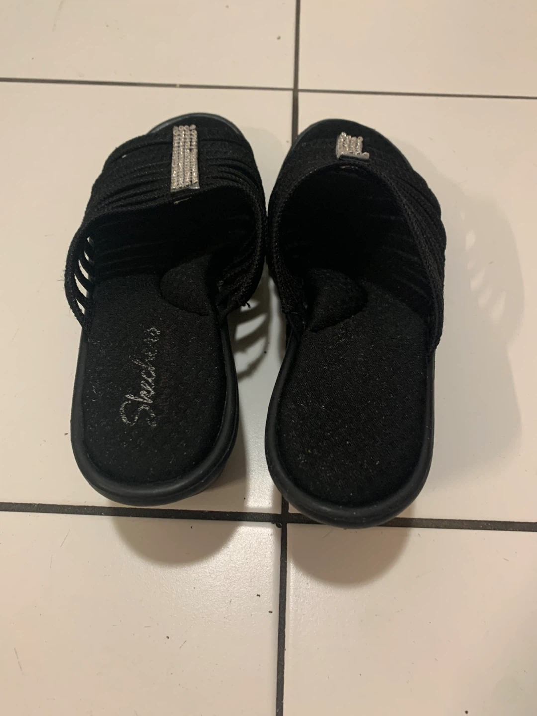 Skechers Black Wedge Sandals with Rhinestones - photo 4