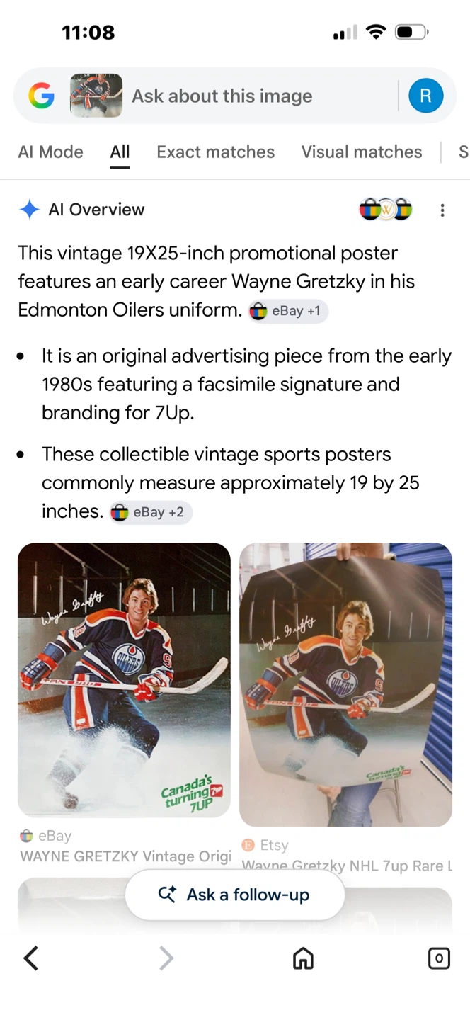 Wayne Gretzky Edmonton Oilers 7UP Poster 19x25" - photo 4