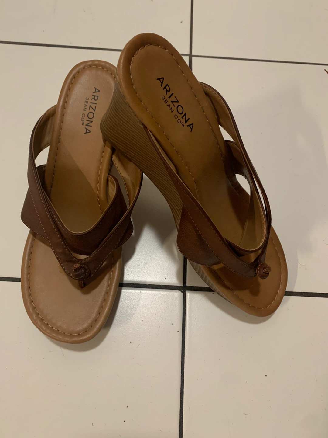 Arizona Jean Co. Brown Wedge Flip-Flops