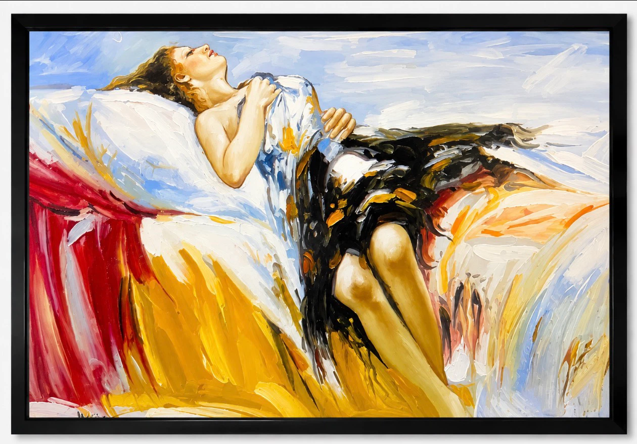 Framed Oil Painting of Woman