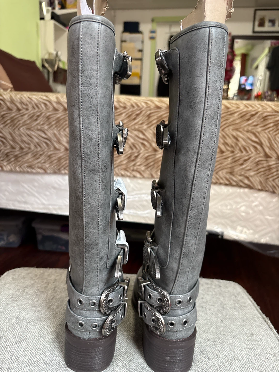 Grey Buckle Tall Boots - photo 3