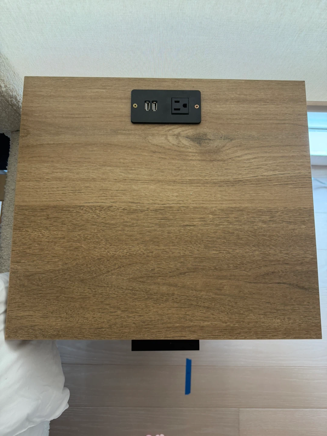 Set of 2 Wood Nightstands and Built-in Charging Station