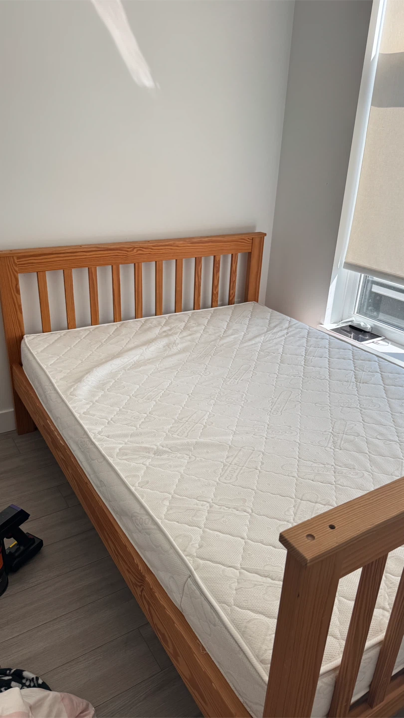 Wooden double Bed Frame with Mattress