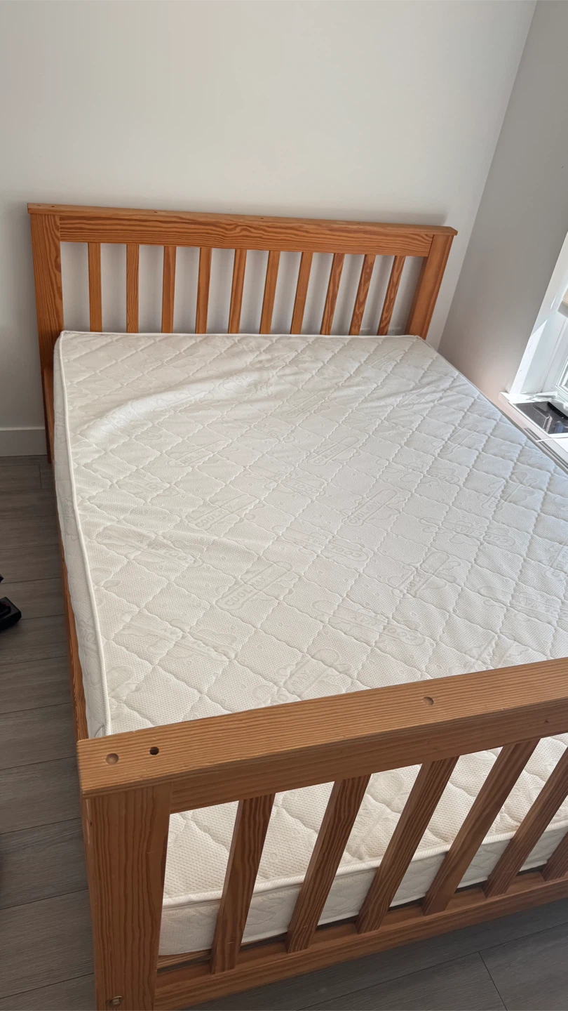 Wooden double Bed Frame with Mattress - photo 2