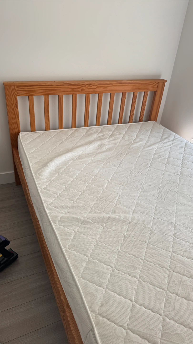 Wooden double Bed Frame with Mattress - photo 3