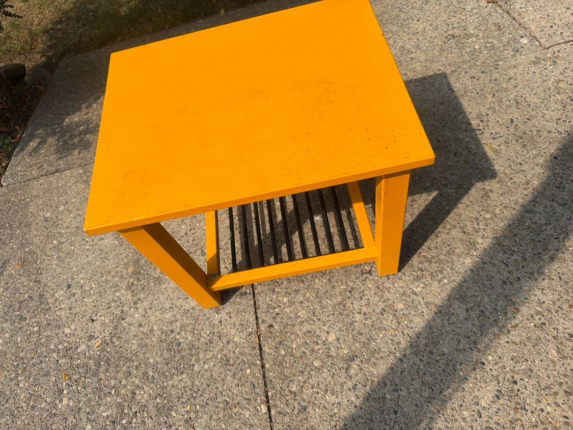 Orange Accent Table (wood indoor/outdor)