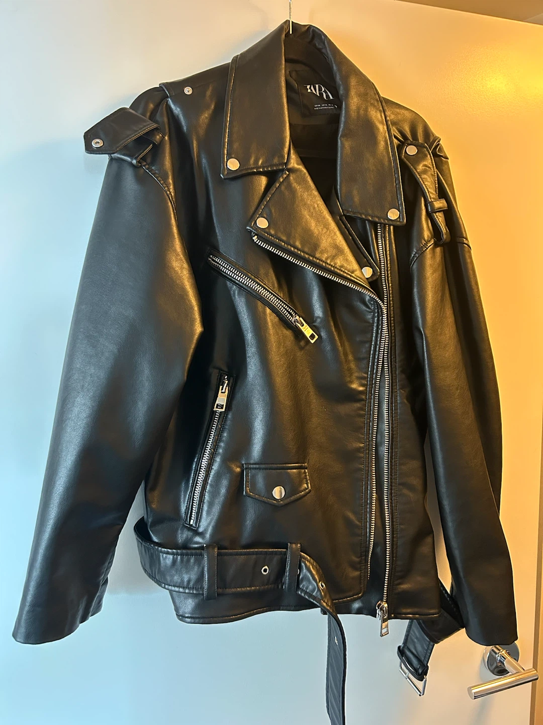 Zara Faux Leather Moto Jacket oversized