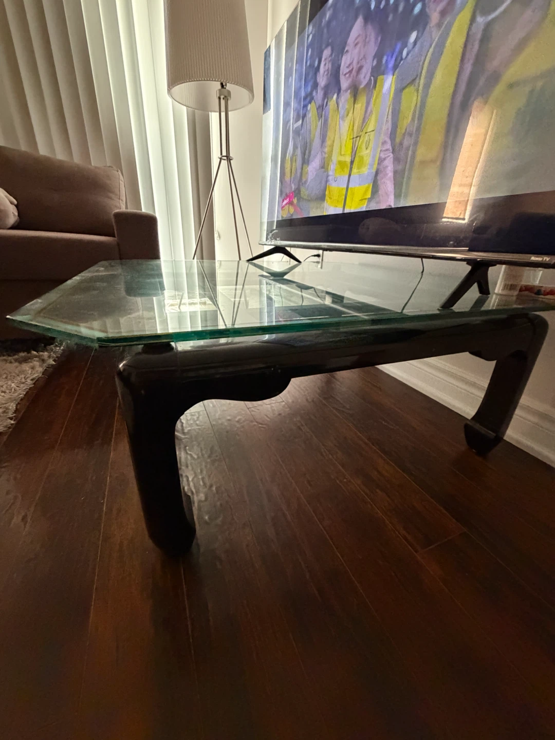 Glass Coffee Table with Black Base