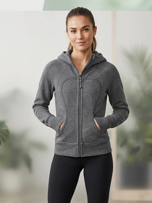 Lululemon Scuba Full Zip Hoodie Heathered Charcoal Gray Size 4