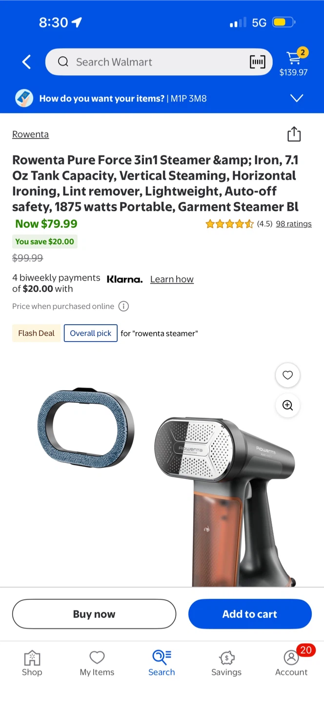 Rowenta Pure Force 3in1 Steamer & Iron