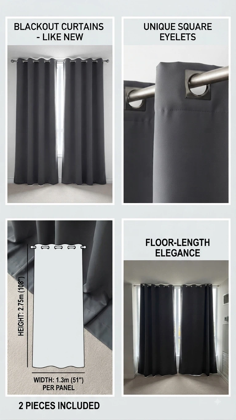 Blackout Curtains - Dark Grey