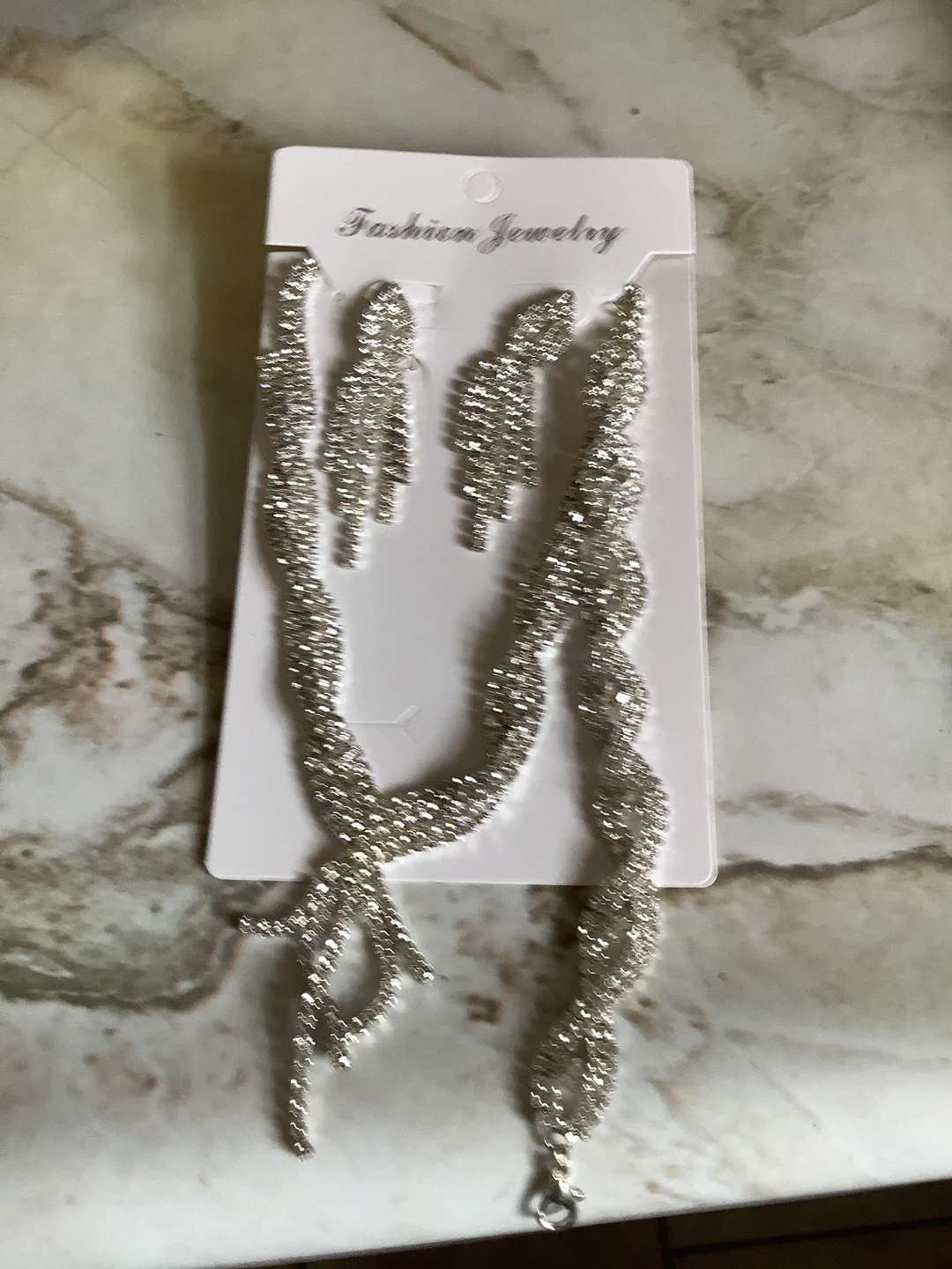 Fashion Jewelry Set - Rhinestone Necklace and Earrings