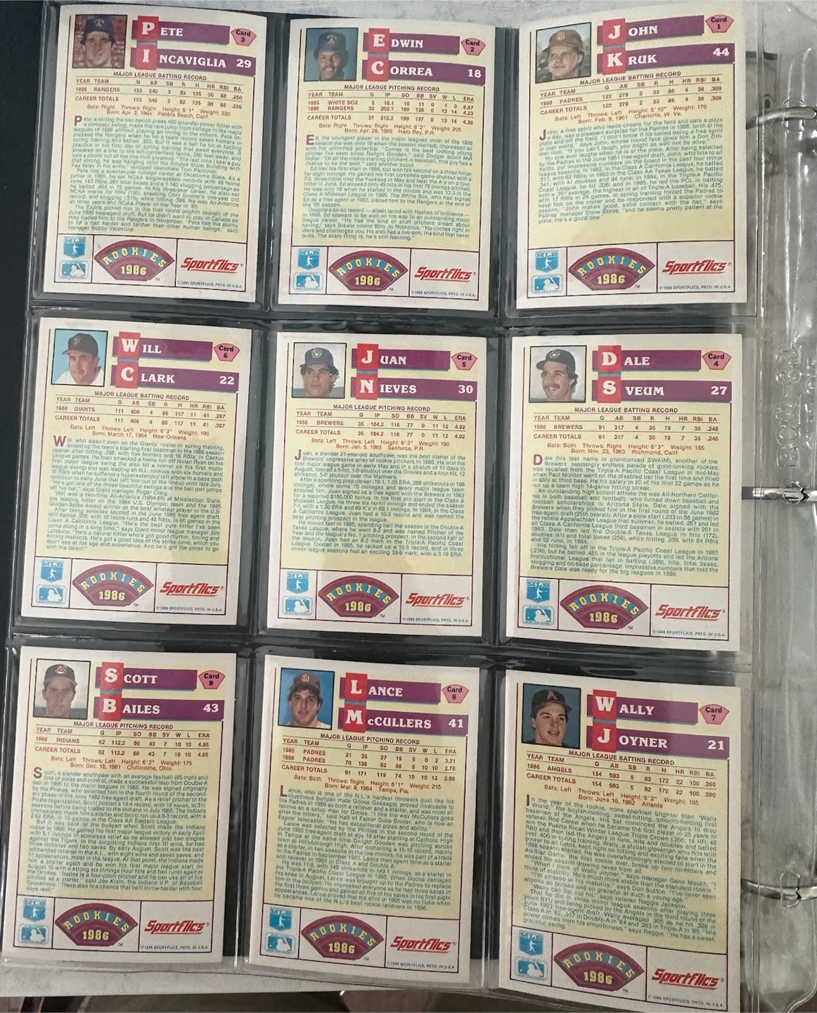 1986 Sportflics Rookies Baseball Complete Set!! - photo 2