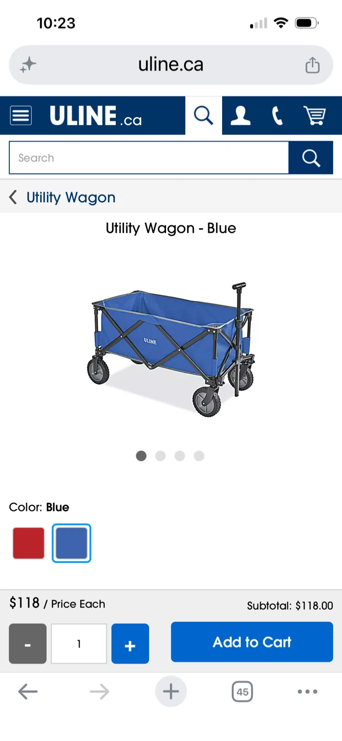 Uline Blue Utility Wagon