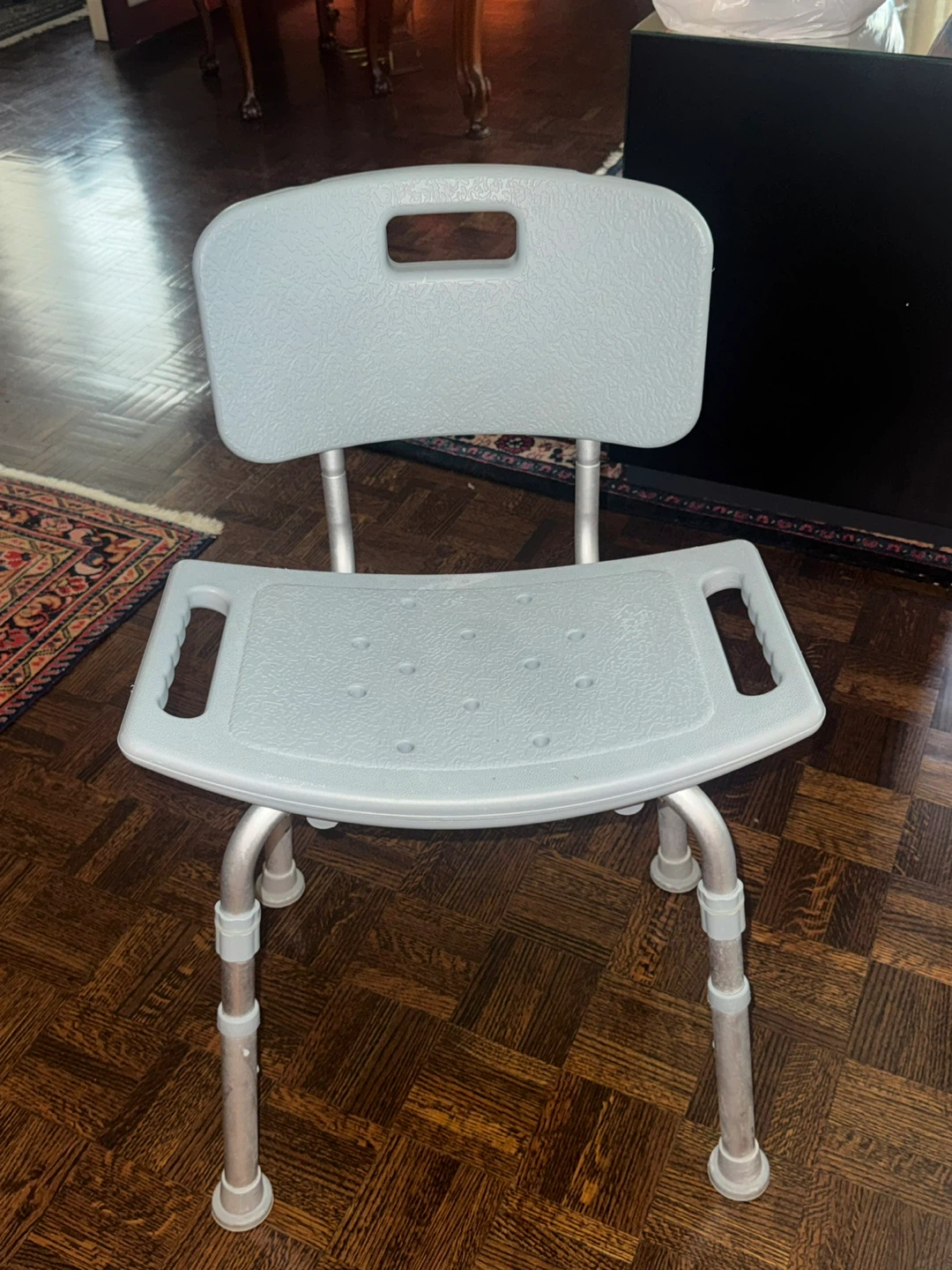 Grey Shower Chair with Back $25